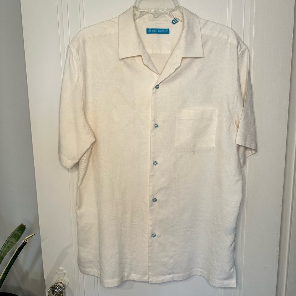 Tori Richard cream Hawaii Short Sleeve Shirt large